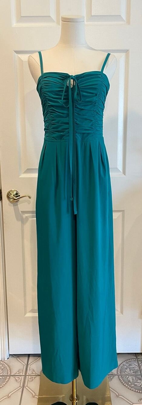 Athleta x Alicia Keys Enlighten Up Jumpsuit Wide Leg Teal Green Size 4